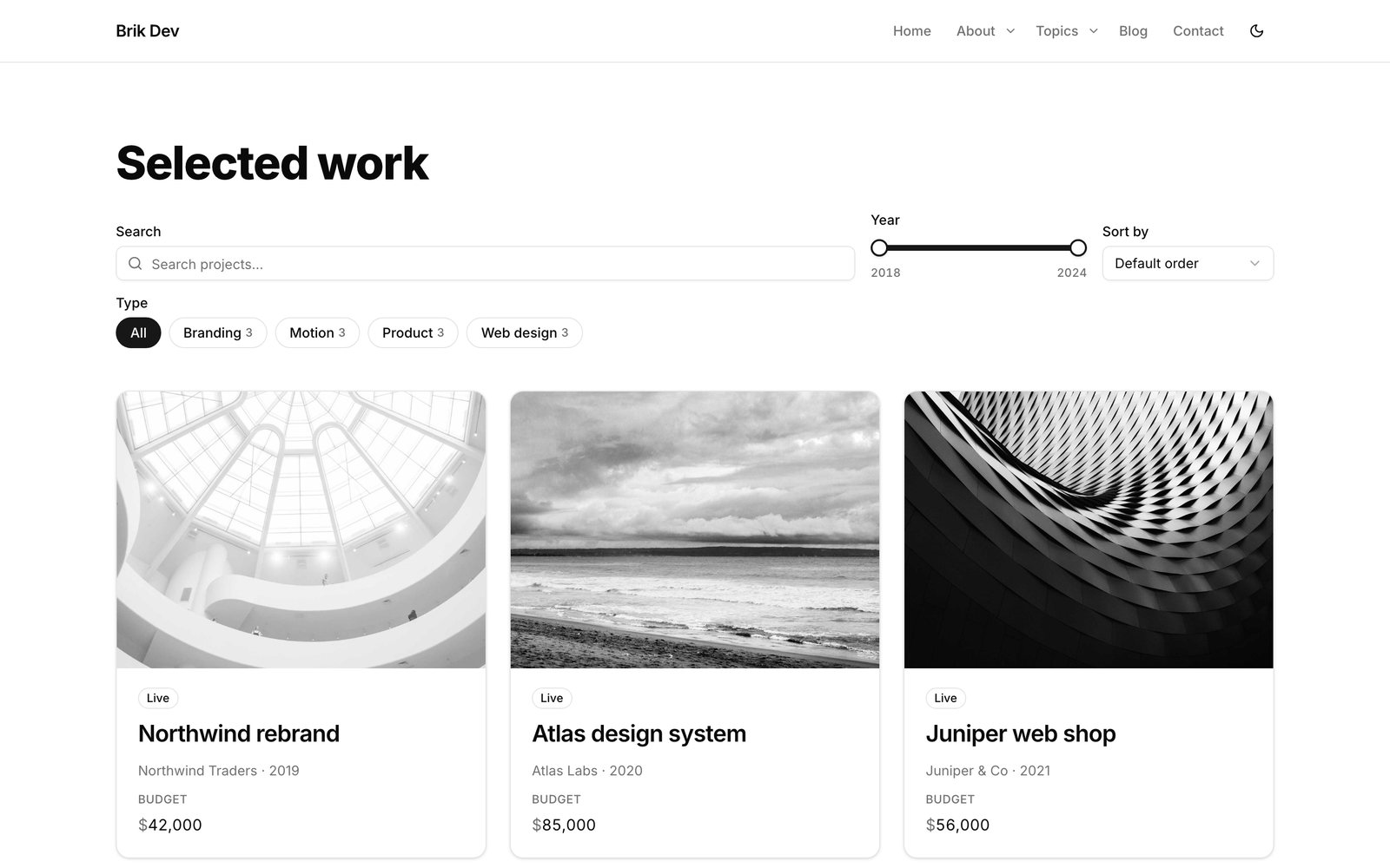 Listings & filters